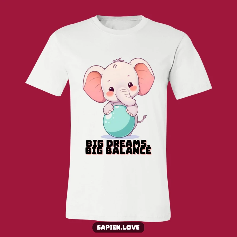 Funny Smiling Elephant T-Shirt - Balancing Act Tee for Happy Souls