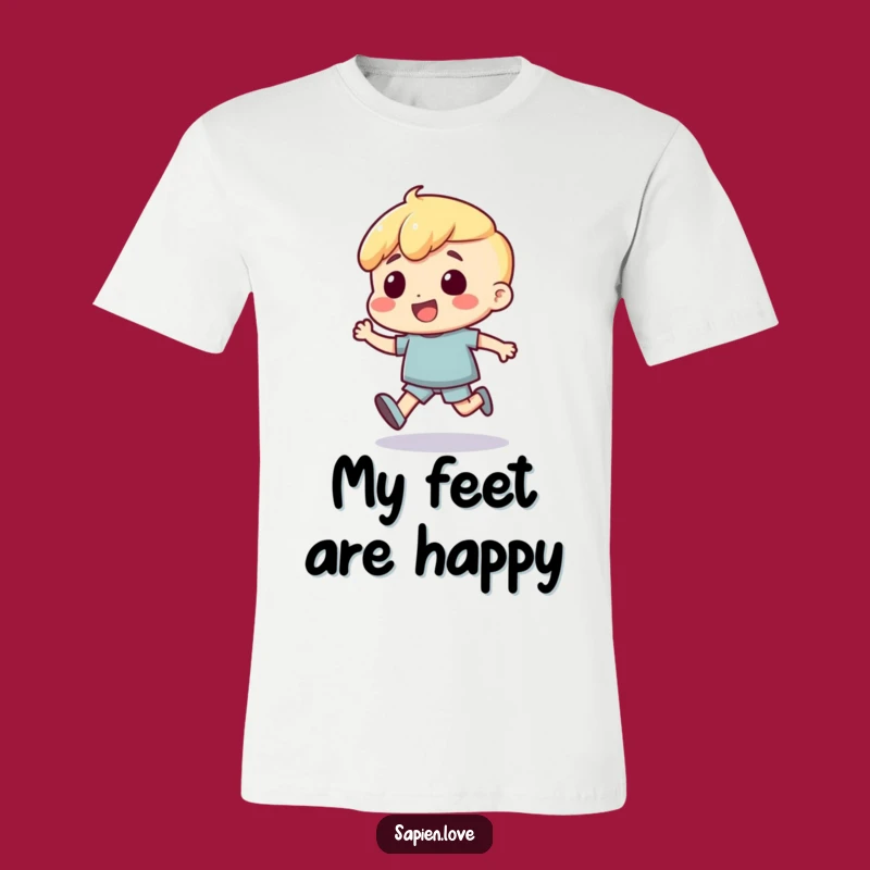 Funny Bouncing Human T-Shirt: Excited Character's Joyful Step Tee