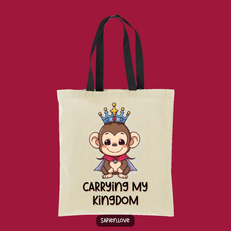 Funny Monkey Crown Tote Bag: Royal Primate Accessory for Stylish Errands