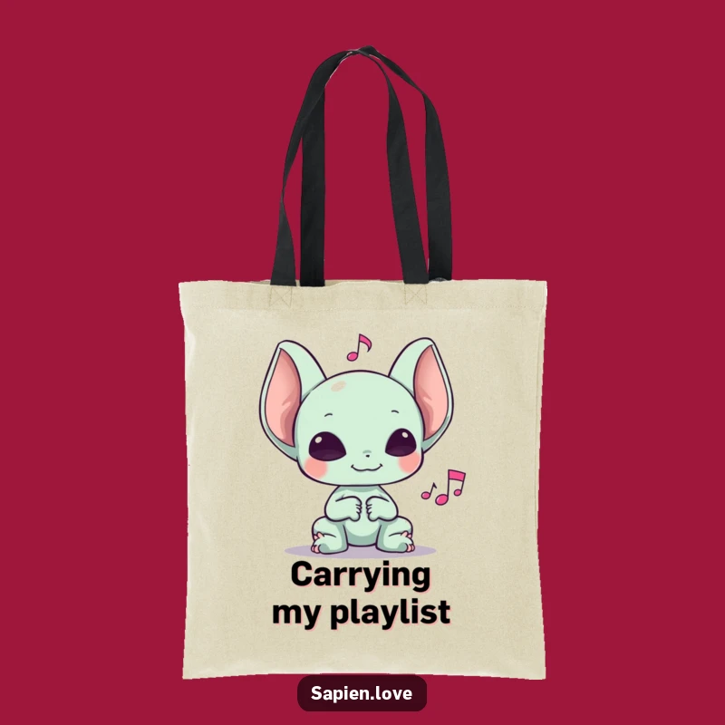 Funny Alien Music Lover Tote Bag: Carry Your Tunes in Style