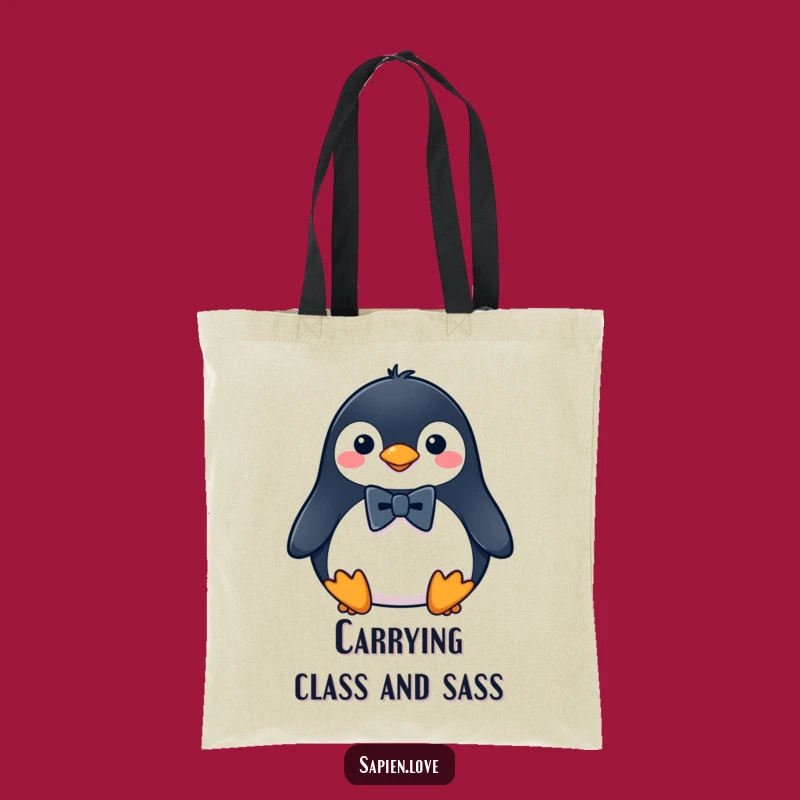 Funny Penguin Bowtie Tote Bag, Stylish and Practical Bird Accessory, Great Gift