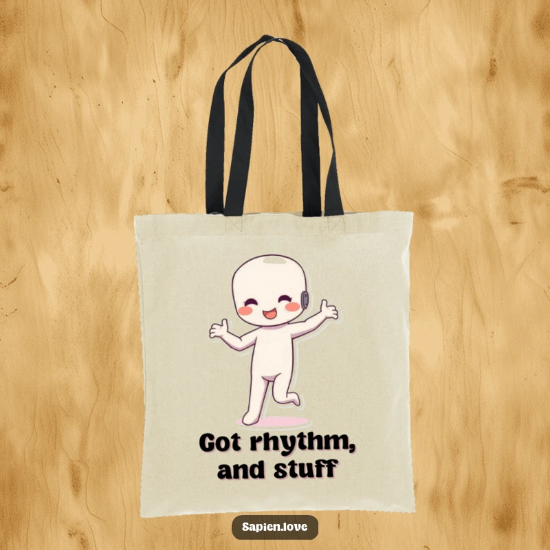 Funny Dancing Figure Tote Bag: A happy humanoid dancing rhythmically, a fun and practical accessory for carrying daily items.
